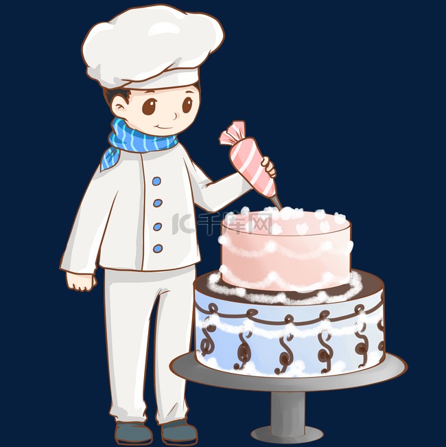 甜点师做蛋糕插画
