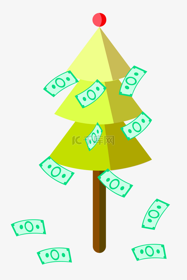2.5D金融纸币和树