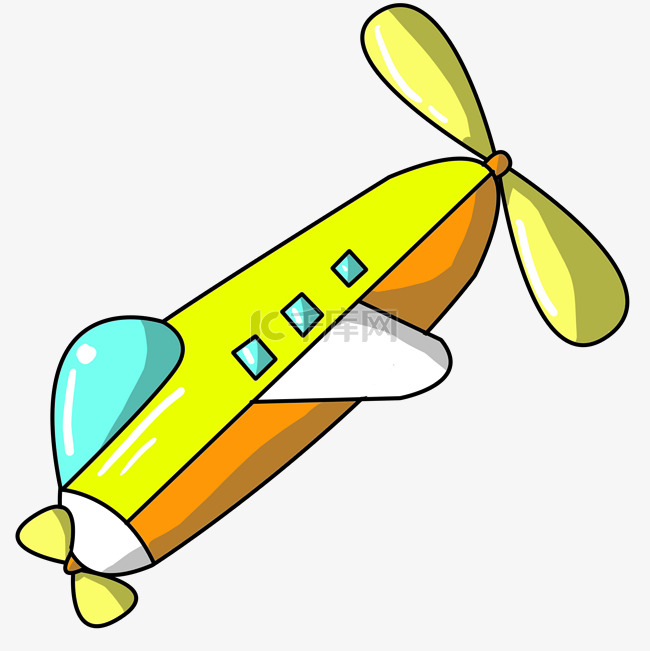 黄色老式飞机插图