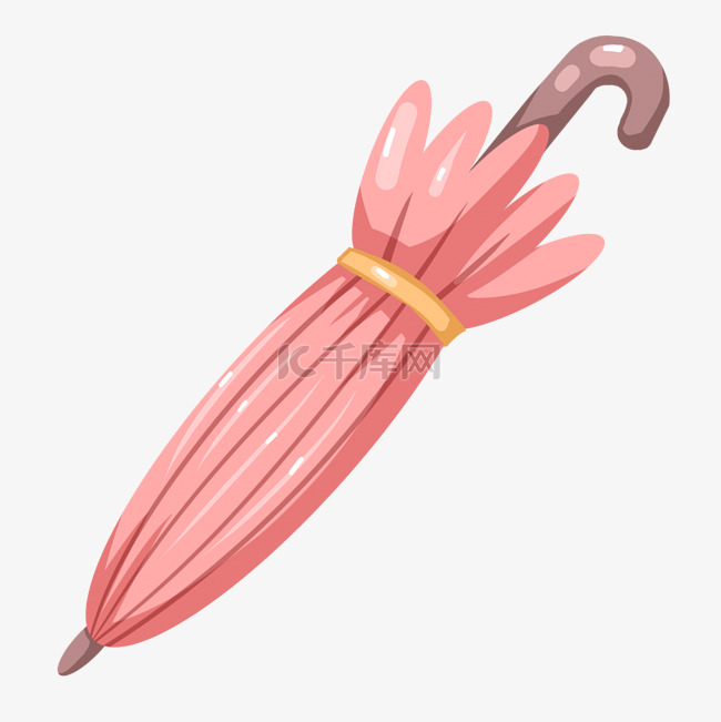 手绘粉色阳伞插画