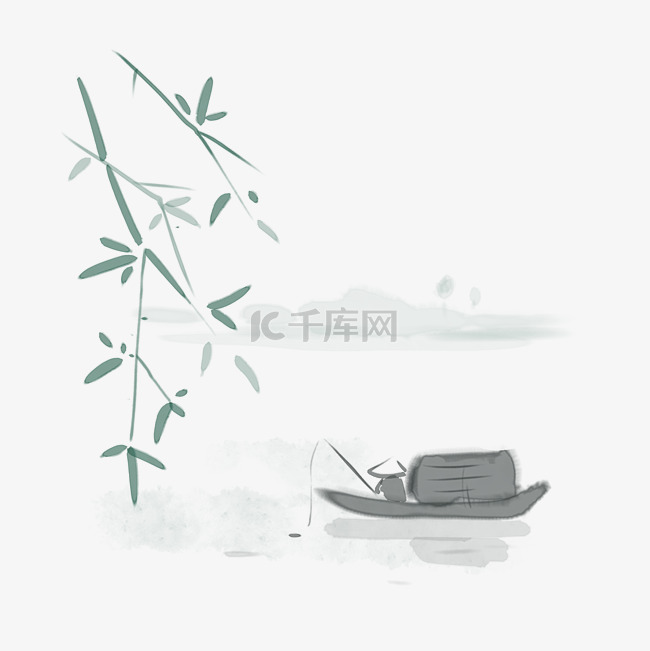 中国风水彩水墨山水风景画