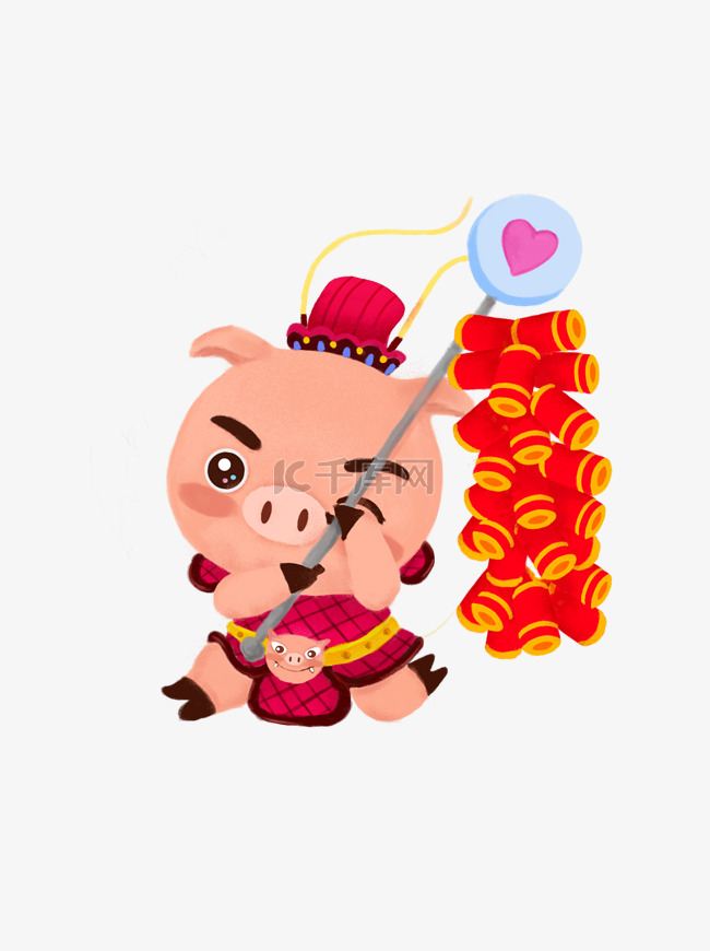 2019春节小猪商用元素手绘吉