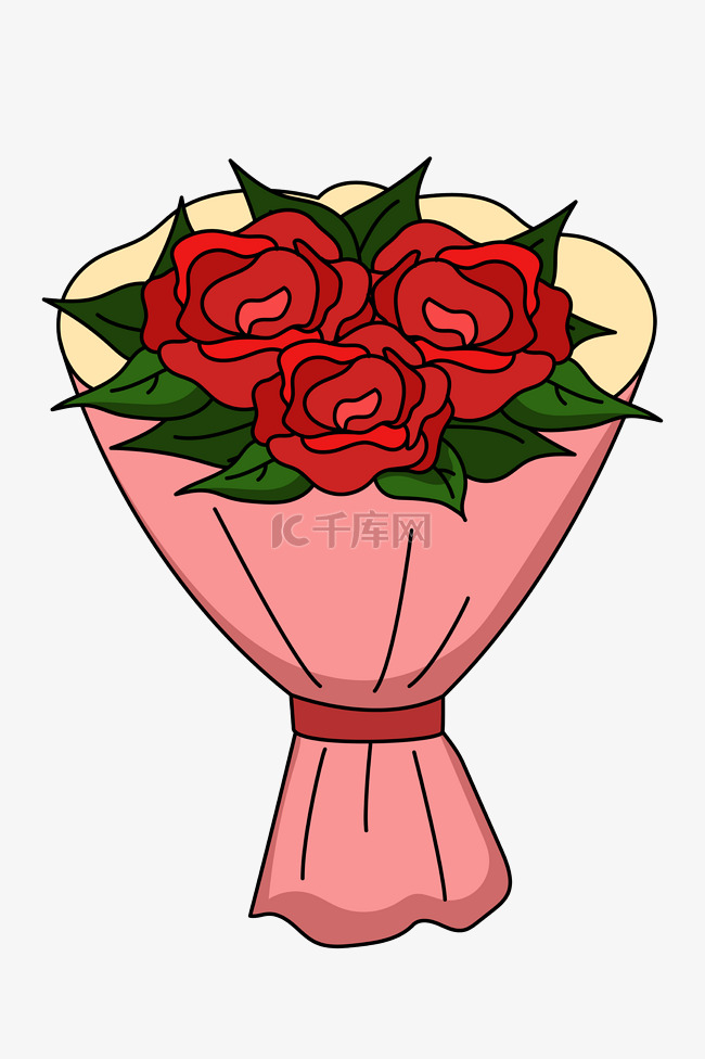 情人节红色的玫瑰花插画