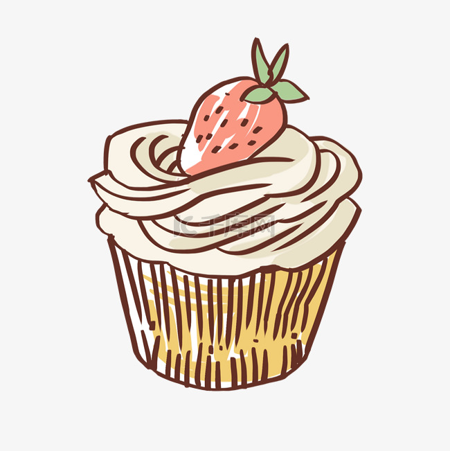 奶油纸杯草莓水果蛋糕蛋糕草莓蛋