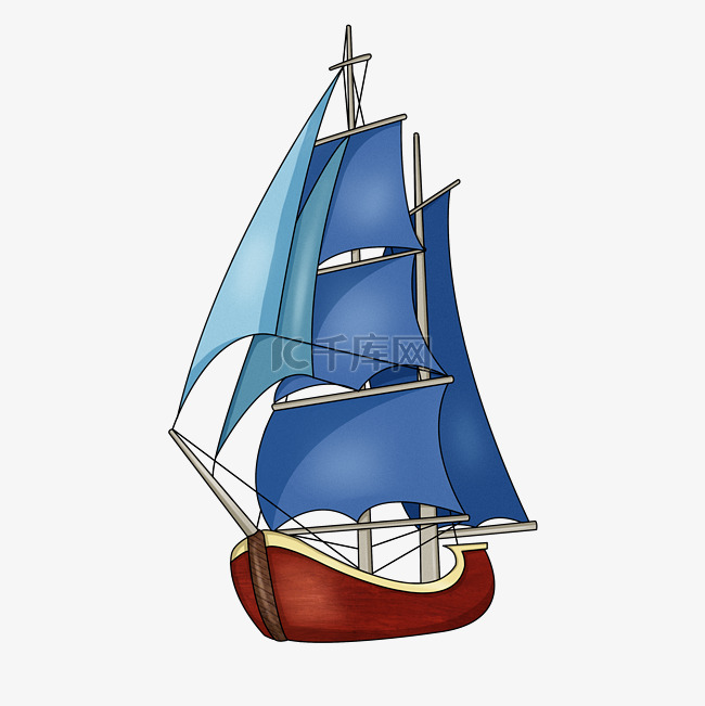蓝色大气商务帆船插图