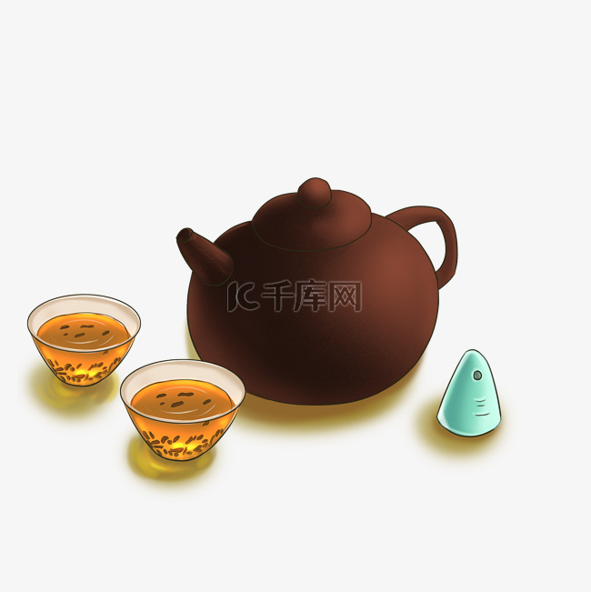 茶道品茶手绘免抠元素