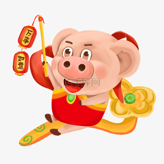 猪年新年卡通插画