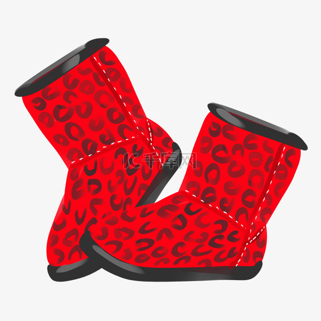 红色的雪地靴插画