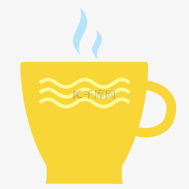杯子卡通茶杯热气金色黄色