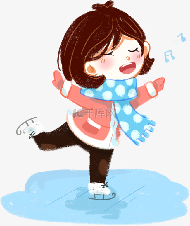 冬日里溜冰唱歌的小女孩