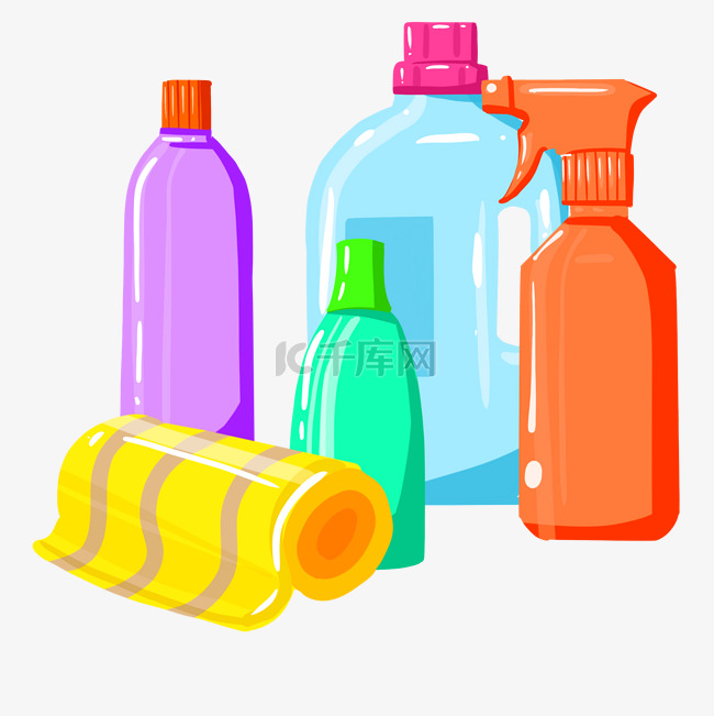瓶装清洁用品插画