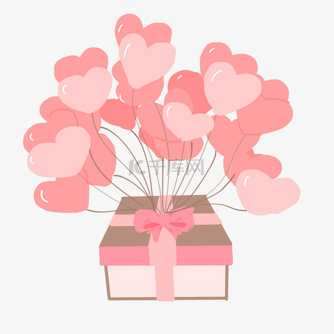 七夕礼物盒粉色爱心气球