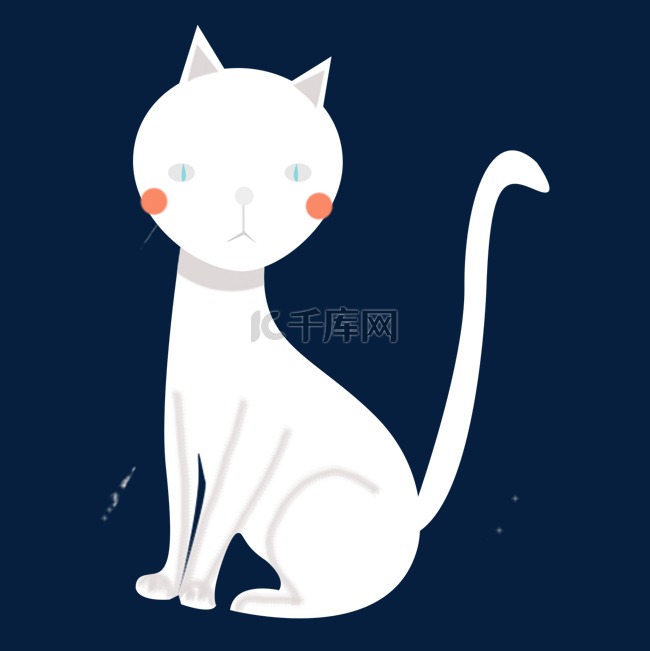 可爱白色猫咪手绘插画psd