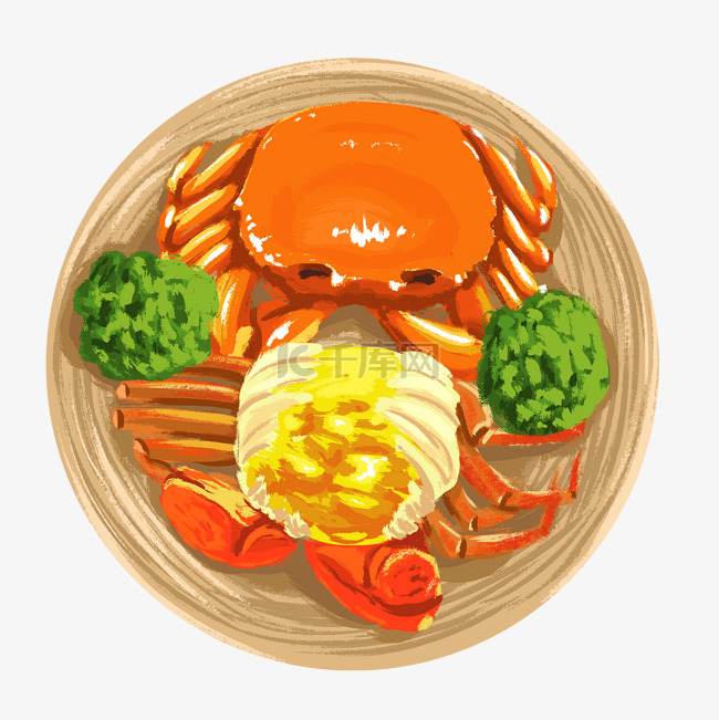 吃蟹季主题手绘元素