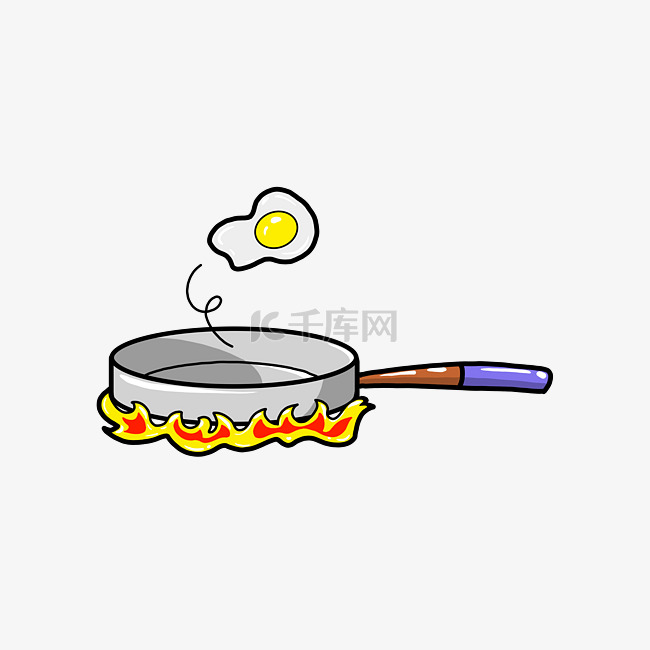 煎蛋小锅和鸡蛋插画