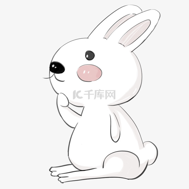 手绘中秋节可爱玉兔矢量插画