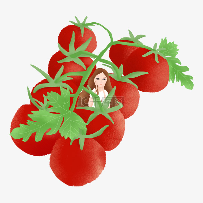 坐在西红柿里面的女孩