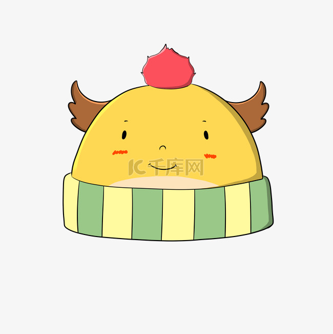 黄色创意鹿角帽圆顶帽子