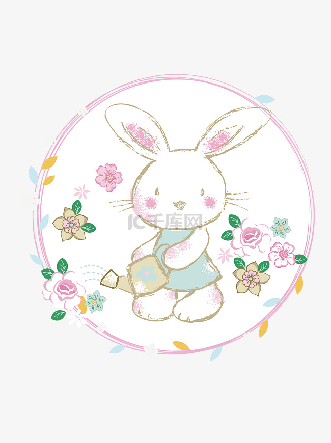 中秋节花园兔装饰可商用元素
