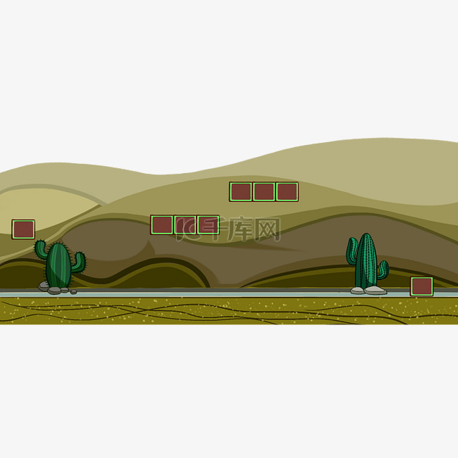 沙漠扁平风格仙人掌png免抠图