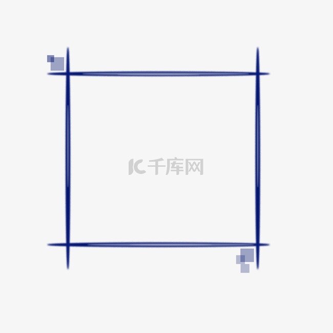 蓝色简约办公边框免抠