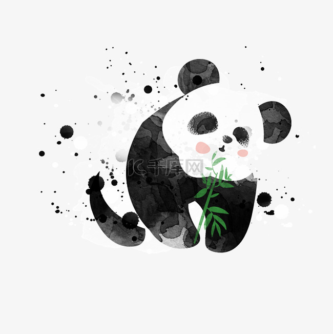 叼着竹子的可爱大熊猫