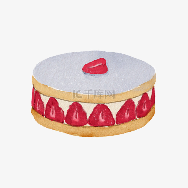 手绘水彩草莓水果生日蛋糕