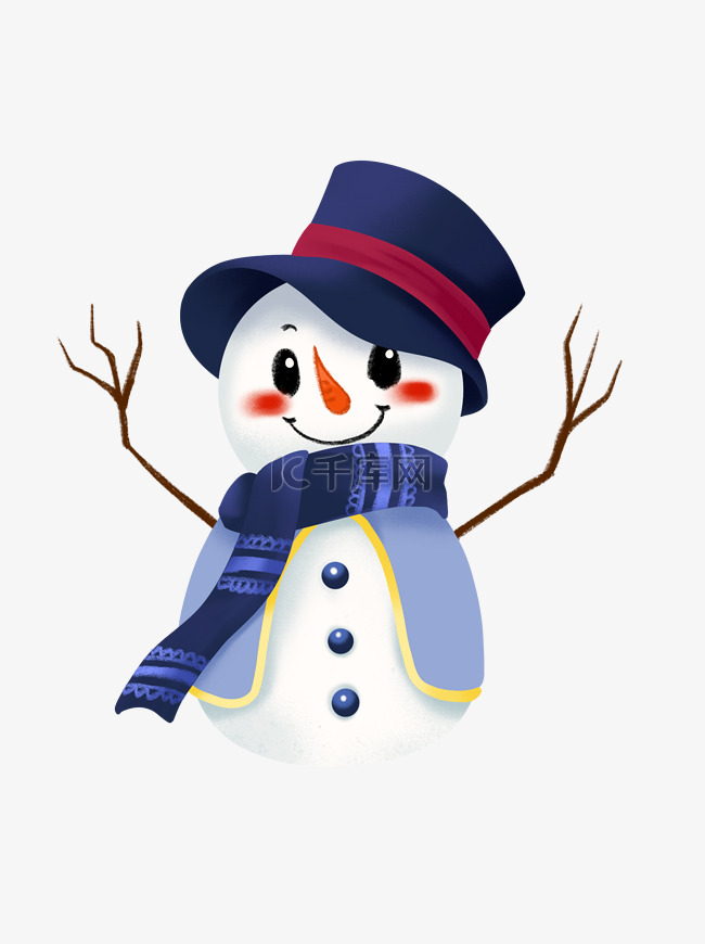 圣诞节冬季可爱手绘雪人彩色