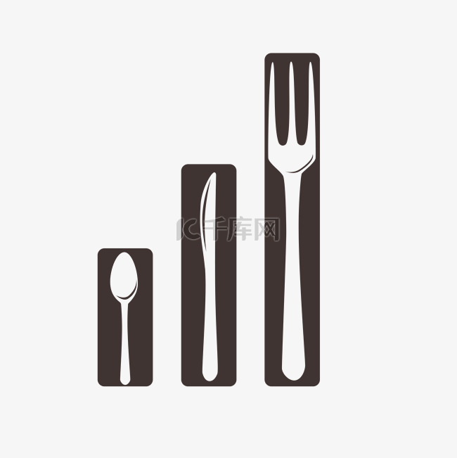 矢量图创意餐具刀叉勺子信号