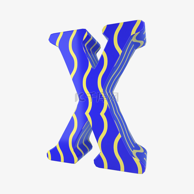 C4D孟菲斯风格立体字母X装饰