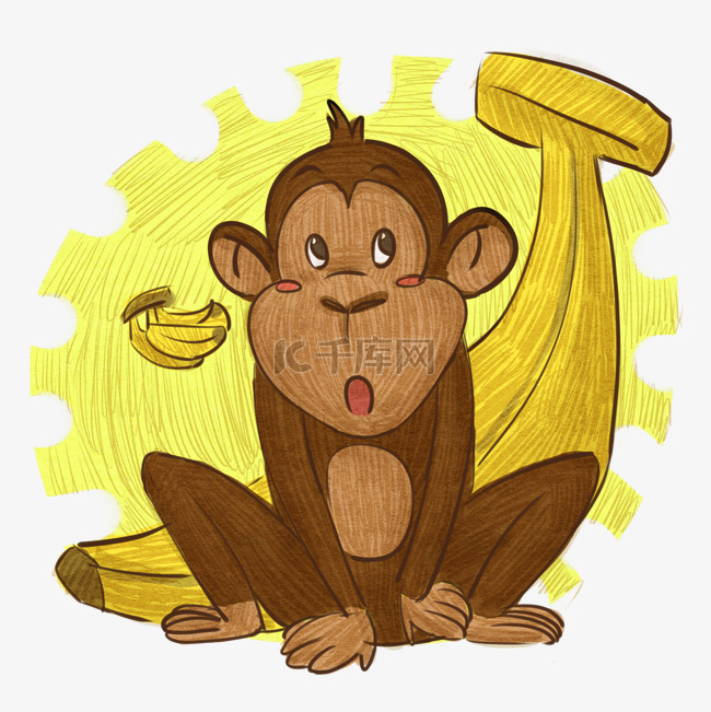 质感个性动物插画猴子