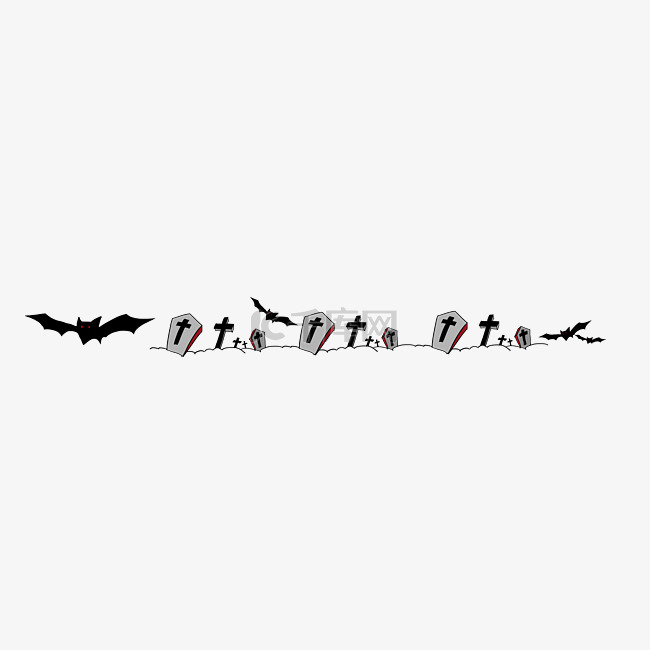蝙蝠分割线手绘插画