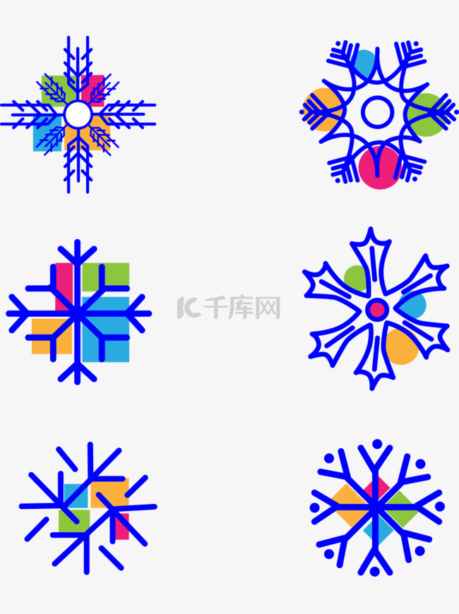 千图多元素雪花矢量风格套图