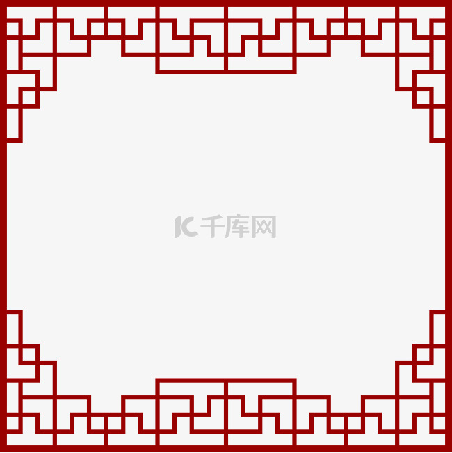 中国风红色窗格纹矢量文字边框海