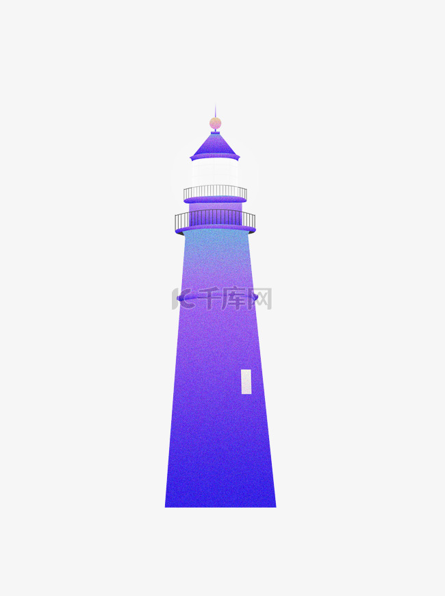 紫色唯美手绘灯塔设计可商用元素