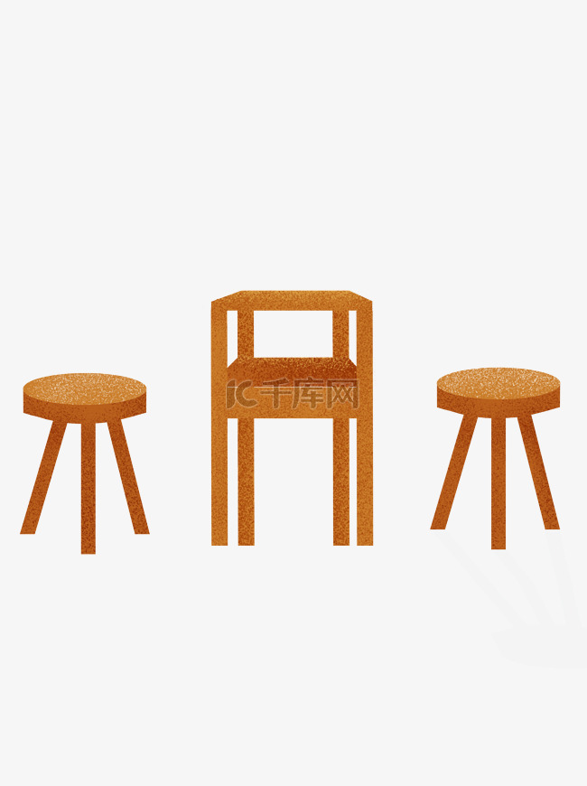 手绘实木椅子和桌子设计可商用元