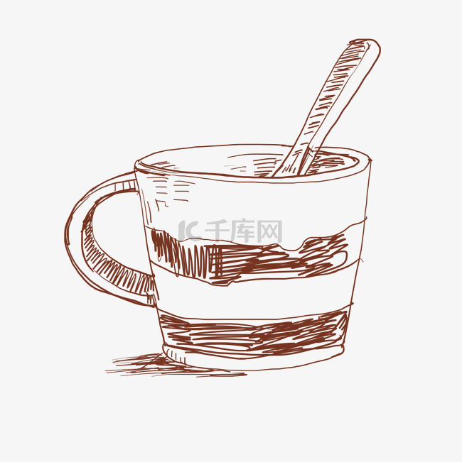 线描咖啡杯
