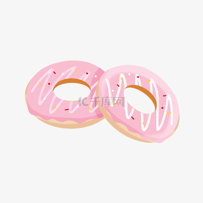 手绘粉色甜甜圈插画