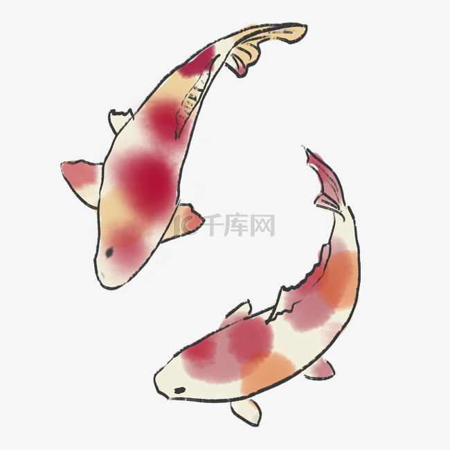 水墨中国风鲤鱼锦鲤