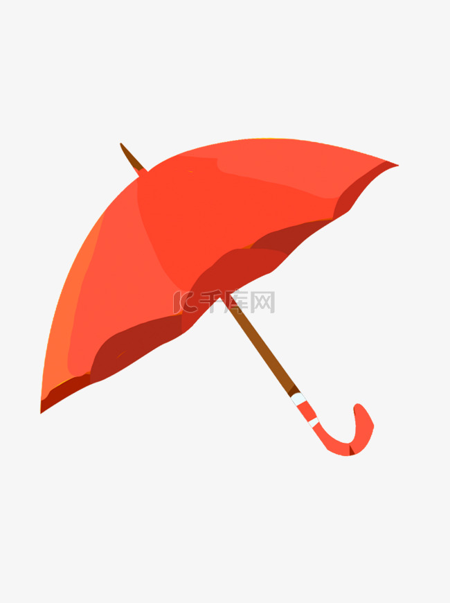 一把撑开的红色雨伞卡通元素
