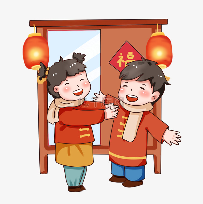 卡通2019新年习俗