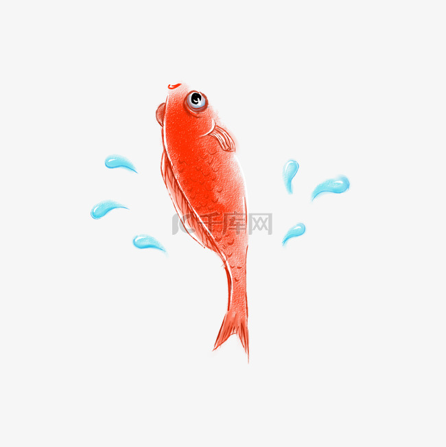 蜡笔红色可爱小鲤鱼