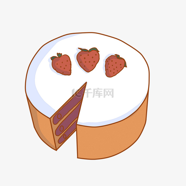草莓蛋糕装饰插画