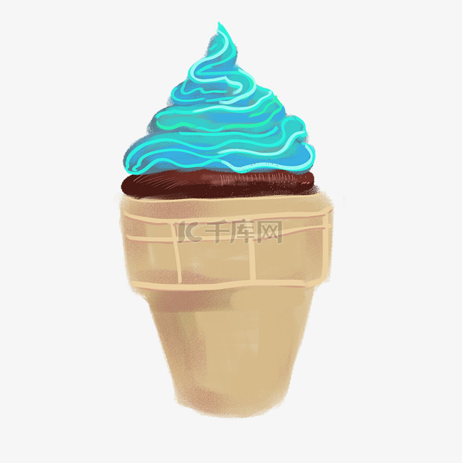 夏季蓝色冰淇淋png图
