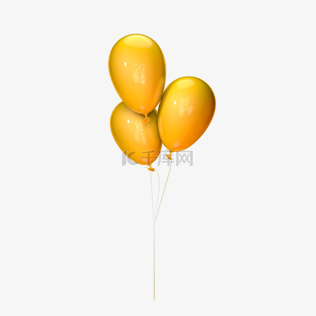 一束黄色飘浮气球装饰
