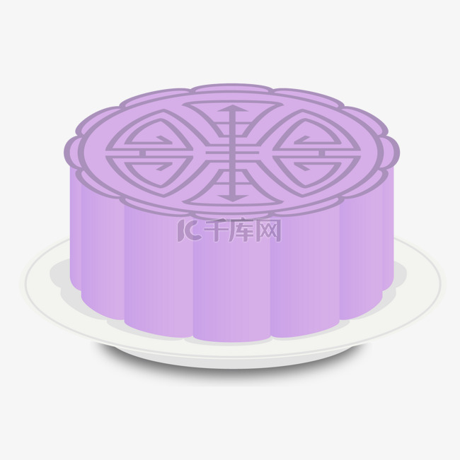 矢量图卡通紫色中秋节月饼