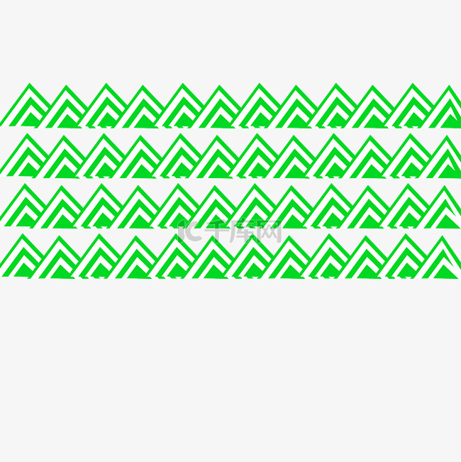 手绘绿色尖角波浪线