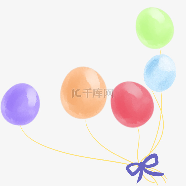 水彩风彩色气球束