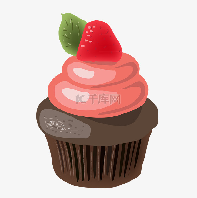 手绘草莓蛋糕插画