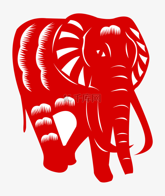 红色大象剪纸